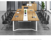 Table de salle de réunion mobilier de bureau commercial Bureau en bois Pieds en métal Table de conférence multi-personnes chaises de table longues de bureau