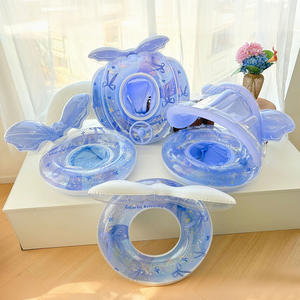 Flotador Inflable para Piscina con Forma de Mariposa Colorida para Niños, con Sombrilla, Diseño Novedoso con Patrón Azul - Product Image 1