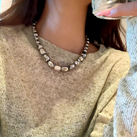 Collier en acier inoxydable avec perles irrégulières, perles de culture d'eau douce, chaîne de perles, bijoux de mode pour femme, cadeau pour elle