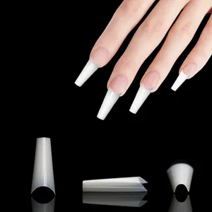 Free Sample Easy To Stick Soft XL Thin Coffin Nail Tips C Curve Clear