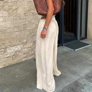 Enyami alla moda in cotone comodo e Chic da donna Casual pantaloni larghi larghi con tasche larghe pantaloni della tuta elasticizzati in vita - Product Image 2