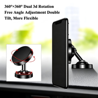 Support magnétique pour téléphone de voiture en alliage d'aluminium personnalisé N50, double articulation à rotule, aimant puissant double face pour tableau de bord et bureau