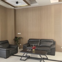 Panneaux muraux décoratifs modernes en composite bois-plastique, imperméables, résistants à l'humidité, rainurés, insonorisants et ignifuges