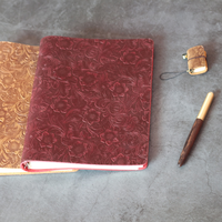 Carnet à couverture rigide en cuir Crazy Horse Wenshun, 100 feuilles de papier épais, fait à la main, vintage, gravé, journal de voyage, agenda A6, cadeau