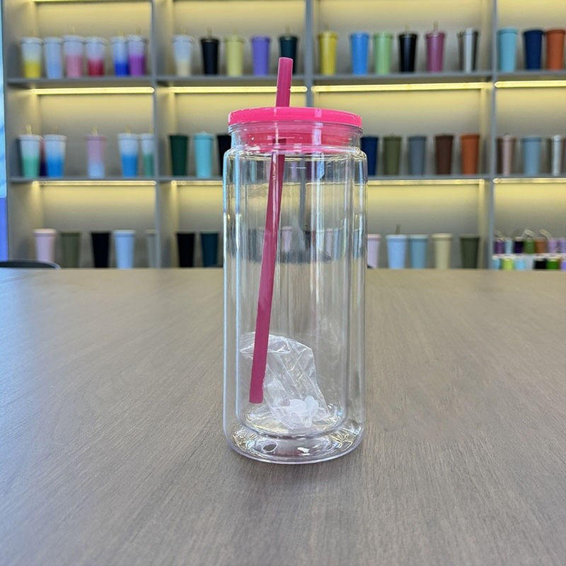 clear - with rose red lid