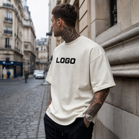 Logo 250gsm 100% Baumwoll-T-Shirt für Herren und Damen, Oversize mit überschnittenen Schultern, Blanko-T-Shirt, Kurzarm, Streetwear, Großhandel
