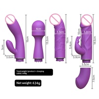 USB-Vibrator 4-Köpfe-Set Medizinisches Silikon G-Punkt AV-Stab Massagegerät Leise Multifunktional IPX7 Wasserdicht 50db CE-Zertifiziert für Erwachsene