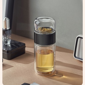 Botella de Vidrio de Viaje Unisex de 280 ml, Doble Pared, Reutilizable, para Beber Directamente, Minimalista, con Filtro Infusor de Té, Apta para Líquidos Calientes - Product Image 1