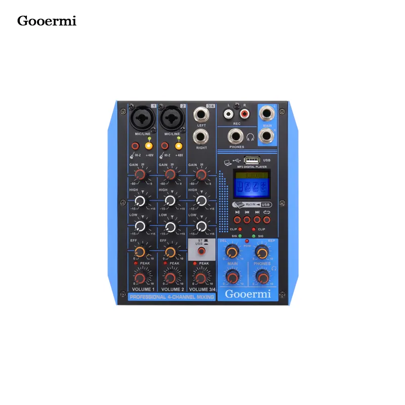 गुएर्मी ए 4 पेशेवर 4 चैनल लाइव स्टूडियो स्टीरियो ऑडियो ब्लू दांत मिक्सर ध्वनि मिश्रण स्ट्रीमिंग के लिए