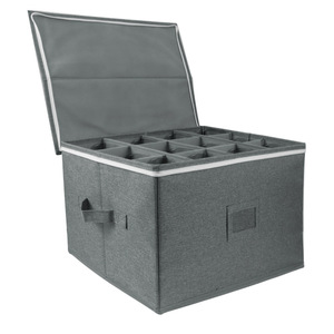 <b>Wine</b> <b>Glass</b> <b>Storage</b> <b>Box</b> Foldable Fabric 40x40x25cm Kitchen Tableware Organizer Minimalist Design - Product Image 4