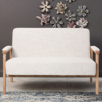 Canapé moderne en tissu à deux places avec pieds en bois pour salon, mobilier de maison