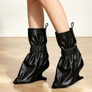 <span class=keywords><strong>Stivaletti</strong></span> da Donna Personalizzabili con Tacco Alto a <span class=keywords><strong>Zeppa</strong></span>, Tomaia Elastica e Punta Affusolata - Product Image 6