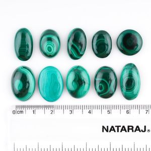 GEMKORA Cabujones de malaquita natural ovalados verdes pulidos para la fabricación de joyas, 10 unidades - Product Image 2