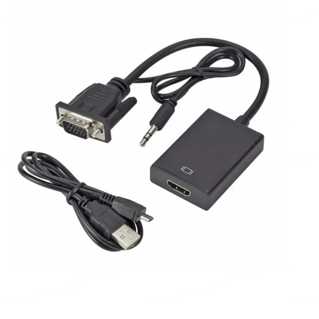 Bajeal High Purity Copper Metal VGA Male for Female Converter 3.5mm Stereo Audio USB Charging PVC Jacket Multimedia