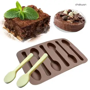 Moule à chocolat en forme de cuillère à 6 trous, outil de décoration de gâteau de cuisine, pochoir de savon au chocolat