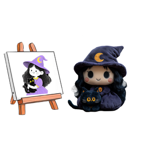 Muñeco de bruja de Halloween, juguete de peluche espeluznante personalizado, Gato Negro, REGALOS FESTIVOS de cumpleaños, tela de algodón hecha a medida, fabricante - Product Image 1