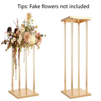 Nouvelle Décoration de Table de Mariage en Cristal Géométrique Doré Électroplaqué, Support Floral Suspendu