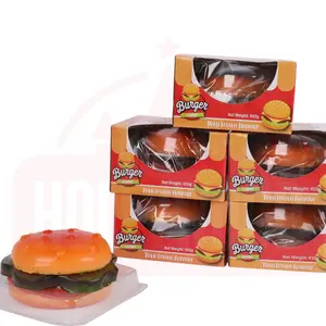 Holeywood 3D Gummy kẹo DIY khổng lồ Burger 450 gam Halal trái cây ngọt ngào đường Kẹo hộp hỗ trợ bán buôn tùy chỉnh riêng ODM OEM