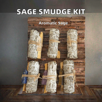 Kit de bâtonnets de purification faits à la main, écologiques, à la sauge bleue et à la lavande, avec des faisceaux de sauge blanche, de la sauge sang de dragon et un diffuseur d'encens en cristal
