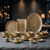 Service de vaisselle en céramique et porcelaine ST Opulent Amber, effet four, pour hôtels cinq étoiles, écologique, non toxique, robuste