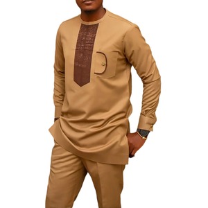 Men's Elegant Traditional African <strong>Dashiki</strong> 2-Piece Set Button Down Shirt and Pants Woven and Breathable for Autumn Outerwear - Product Image 1
