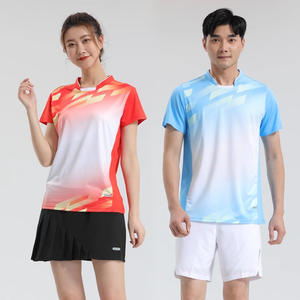 Costume de t-shirt à séchage rapide unisexe avec logo personnalisé pour adultes, compétition sportive à manches courtes, uniforme d'équipe d'entraînement de badminton, classe - Product Image 3