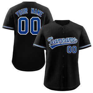 Maillot de baseball authentique de style classique noir et blanc personnalisé - Product Image 1