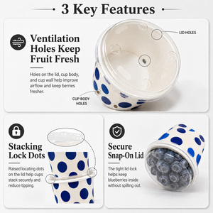 Vented Paper Blueberry <b>Cup</b> with Clear PET Lid Breathable Fresh Produce Packaging FDA Food Grade Custom Logo - Product Image 3