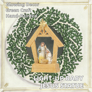 <span class=keywords><strong>Figurine</strong></span> de la Nativité de Jésus en résine peinte, écologique, de la marque Yy, avec un Jésus bébé lumineux, pour la décoration de Noël à la maison et comme souvenir - Product Image 2