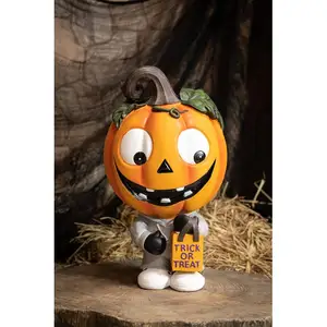 Resin Sculpture - Halloween Pumpkin Decoration Haunted Living 20.87 Inch Pumpkin Door Decor Statue