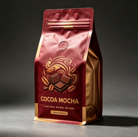 Sachets de café à fond carré avec logo personnalisé imprimé, pochette verticale avec valve et fermeture éclair, en feuille de kraft, marque privée, vente en gros