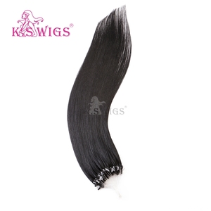 Extensions de cheveux humains Remy KSWIGS à micro-boucles, extensions de cheveux à micro-liens, cheveux naturels non traités, noir naturel, pour salon - Product Image 3