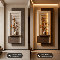 Décoration murale rétroéclairée style Wabi Sabi nordique avec étagère flottante pour plantes, applique murale minimaliste en plâtre texturé pour salon