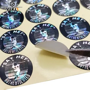 Yiko stiker Logo Hologram ramah lingkungan, lembar stiker bulat Label perekat Tamper Evid segel lembar tahan panas