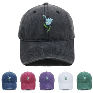 Nuovo Cappellino da Baseball Vintage Ricamato con Piccoli Fiori Blu Non-Ti-Scordar-Di-Me, Fresco e Semplice, da Donna, Casual - Product Image 1