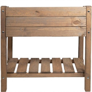 Wood Outdoor Garden <b>Planter</b> Box with Shelf Natural Finish <b>Rectangle</b> Freestanding Traditional Style Custom new design wood Home - Product Image 2