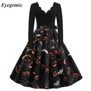 Abito autunnale a maniche lunghe 2022 all'ingrosso lanterna di <span class=keywords><strong>zucca</strong></span> Spider Net Halloween Fancy Dress per le donne - Product Image 2