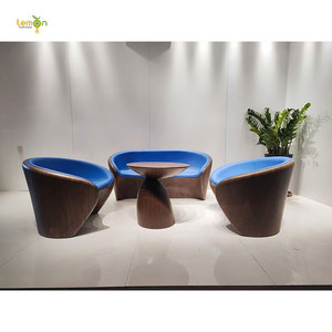 Asiento de fibra de vidrio, combinación de <span class=keywords><strong>mesa</strong></span> de centro, descanso de hotel, grano de madera, forma <span class=keywords><strong>semicircular</strong></span>, <span class=keywords><strong>mesa</strong></span> de centro de setas - Product Image 4