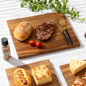New Acacia wood bookcase-shaped cutting board <b>set</b>, solid wood kitchen cutting board four-piece <b>set</b> with base - Product Image 3