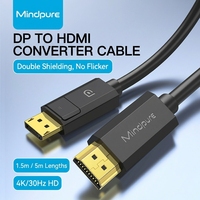 Câble DisplayPort vers HDMI Mindpure 4K 30Hz Parade PS8402A avec chipset actif, cordon DP mâle vers HDMI mâle, vidéo blindée en cuivre 30AWG