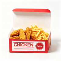 Caja para llevar pollo frito, de cartón blanco de calidad alimentaria, con logo personalizado, para comida rápida, con asa.