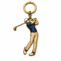 Özel Mineli Metal Anahtarlık Kadın Golfçü Karakterli Anahtarlık Altın Kaplama Golf Sporları Hediyelik Eşya Golf Kulübü için Promosyon Hediyesi
