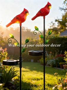 Luci Solari Cardinal per Esterni, Decorazione da Giardino a Forma <span class=keywords><strong>di</strong></span> Uccello Rosso, per Patio e Prato - Product Image 5