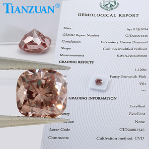 Cojín de diamante CVD certificado <span class=keywords><strong>GEMID</strong></span> Corte brillante Color Rosa marrón elegante Diamante certificado cultivado en laboratorio Suelto - Product Image 6