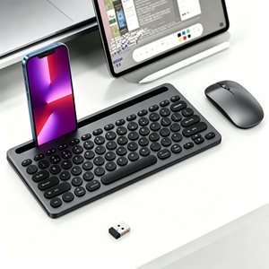 <span class=keywords><strong>Clavier</strong></span> sans fil rechargeable Type-C 3 modes 108 touches avec récepteur USB + connexion filaire, ergonomique, silencieux, pour le bureau - Product Image 3