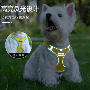 <b>Pet</b> <b>Harness</b> Breathable Reflective Adjustable Small Dog Nylon Buckle Closure Simple Style Solid Color - Product Image 4