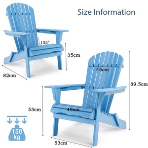 Fauteuils Adirondack <span class=keywords><strong>de</strong></span> <span class=keywords><strong>jardin</strong></span> pliables en résine, style moderne, en teck, en plastique HDPE, avec structure métallique - Product Image 3