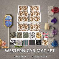 Personalisiertes Western-Style Kuh-Camouflage Azteken-Leopardenmuster Auto-Fußmatten-Set Neu Vierteilig aus Polyester