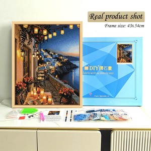 Peinture diamant Paysage urbain Mer Égée, Kit de peinture diamant moderne DIY, Art mural sur toile encadrée rectangulaire - Product Image 2