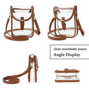 Borselli trasparenti per cellulare da donna borse a <span class=keywords><strong>tracolla</strong></span> da stadio con cinturino in PVC trasparente marrone chiaro con fibbia Mini <span class=keywords><strong>borsa</strong></span> a <span class=keywords><strong>tracolla</strong></span> - Product Image 5